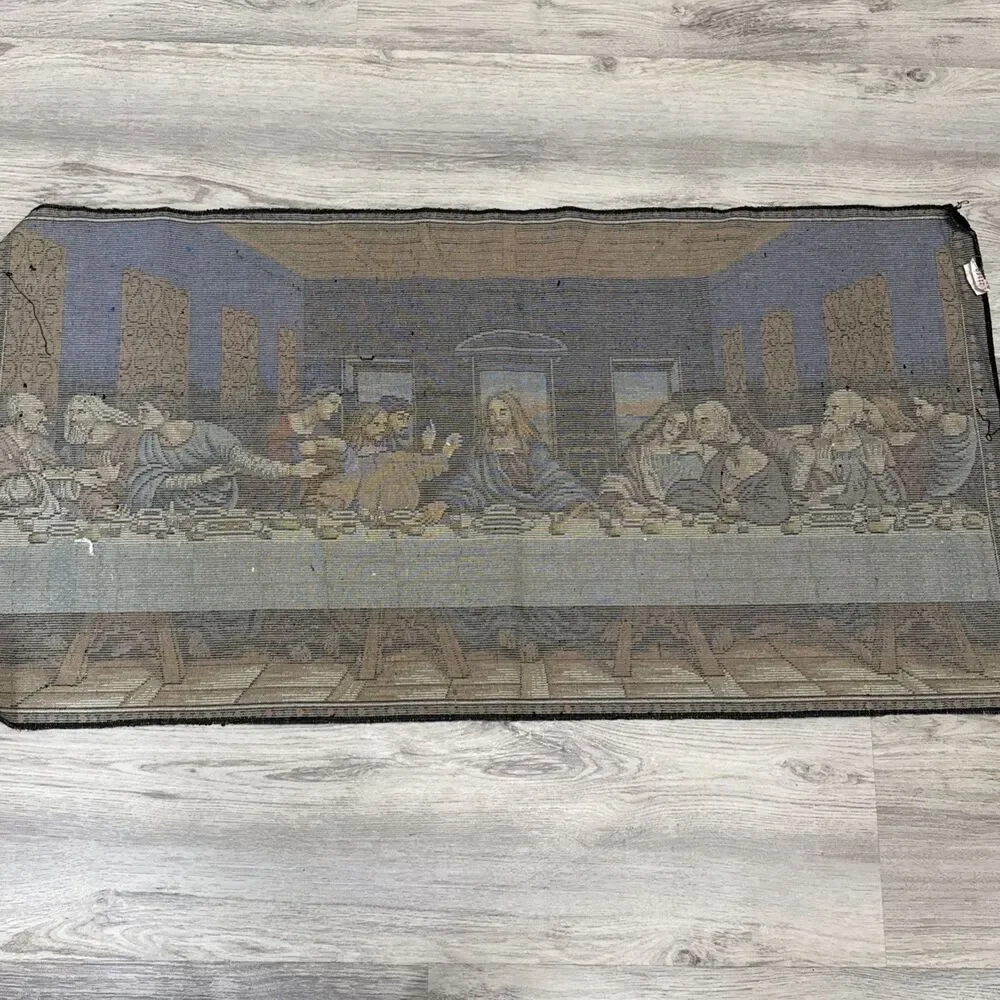 Vintage Tapestry Jesus Last Supper Wall Hanging Made In Lebanon 19